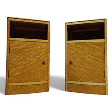 Vintage PAIR maple bedside cabinets / pot cupboards / bow front side cabinets