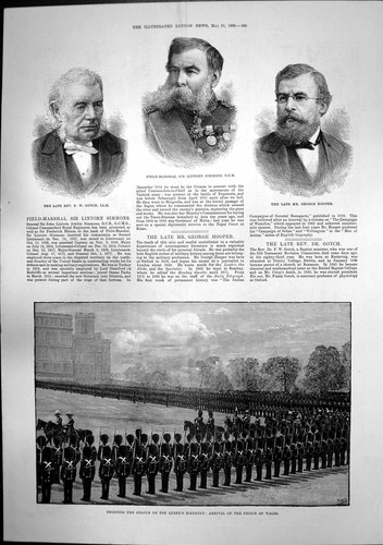 Antique old print trooping - print,