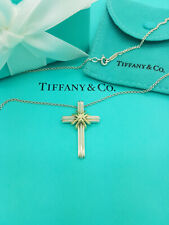 Tiffany & Co. RARE Silver and 18Ct Yellow Gold CROSS Pendant 18 inches Necklace