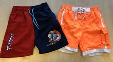2 x Boys Swim Shorts Blue Red Thomas Tank Engine Luminous orange Age 3