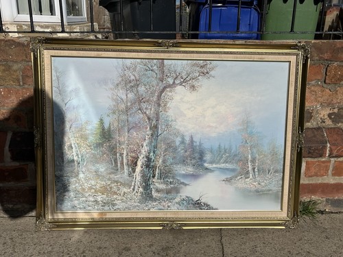 Large vintage signed oil - vintage,