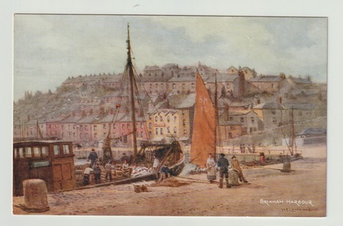 Old salmon art postcard - old,