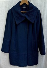 Minuet Petite Smart Wool Mix Boucle Detail Coat Dark Navy Size 16P Pre-worn Good