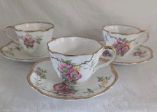 3 Sets of Vintage Salisbury English Bone China Cups & Saucers 