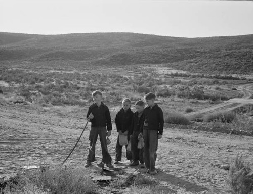 Boys wait for school - , in