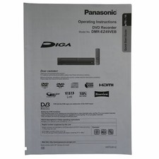 Panasonic Owner User Manual Guide Instruction for DVD VHS VCR Recorder DMR-EZ49V