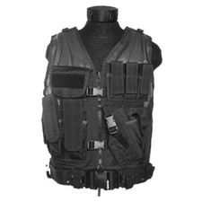 Mil-Tec Army Tactical Assault Combat Military Vest Pouches Holster Carrier Black