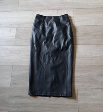 ASOS Black PU Coated Leather Look Pencil Skirt Wiggle Evening Party Retro UK12