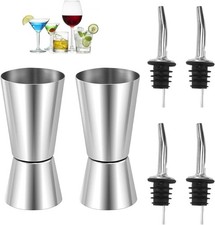 2 Pcs Spirit Measure with 4Pcs Bottle Pourers for Spirits, Shot Measures for for