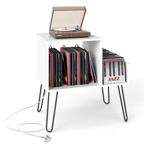Record player stand with power - with,