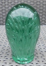 Victorian Green Heavy Glass Dump Paperweight Elongated Controlled Bubbles 1.62KG