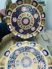 Wedgwood Imari Comport Dessert Plates ruffled edge, rare mark circa 1868