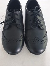 New BNWT Next Girls Black Leather Brogue School Shoes Size 1 F EU 33