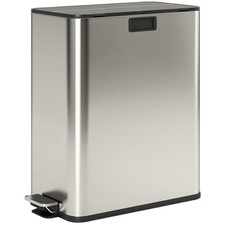 56L Dual Kitchen Bin with Removable Inner Buckets for Recycling and Waste
