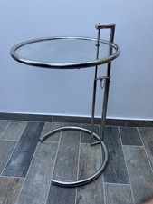 Eileen Gray Style Adjustable Table In Chrome And Glass Tempered Glass