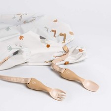 Bibado Handi Cutlery – Fawn | 2 Pack | No-Drop Baby Fork and Spoon Set | Attache
