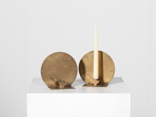 Art deco brass candleholders - deco,