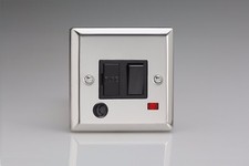 Varilight Mirror Chrome Standard Plate Switches, Sockets, etc with Black Inserts