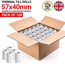 Till Rolls 57x40 Thermal Roll Credit Card Machine Receipt Paper PDQ 100 Rolls