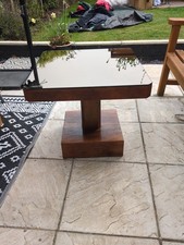 Vintage 30s 40s Art Deco Coffee Table Mirror Top Burr Walnut Veneer