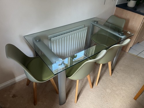 Glass table and - glass, chairs