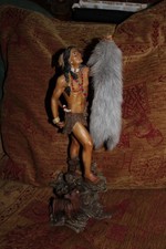 Large Ornament Indian Native American Vintage standing on rock with deer 