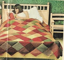  Knitting Pattern vintage bedding bedspread blanket easy knit double knitting