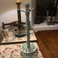 Vintage Traditional Green Cast Iron Mug Tree Holder, 6 Mug Kitchen Hanging Stand