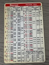 VINTAGE L.S STARRETT PRECISION TOOLS DECIMAL EQUIVALENTS & TAP DRILL SIZES CHART