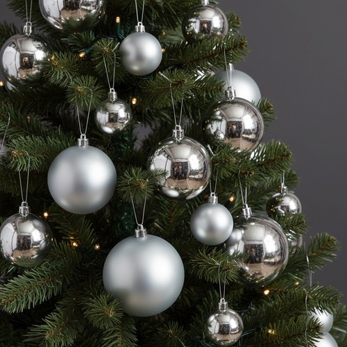 Silver baubles christmas - silver,