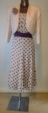 Jacques Vert oyster/plum dress/jacket Mother of the Bride suit size 12