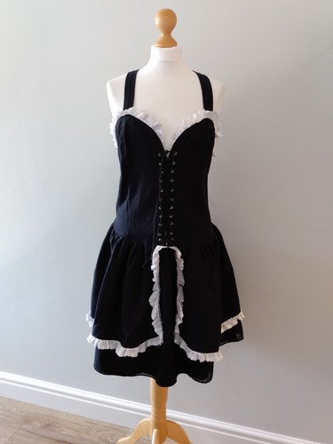 Black white corset dress short - black,