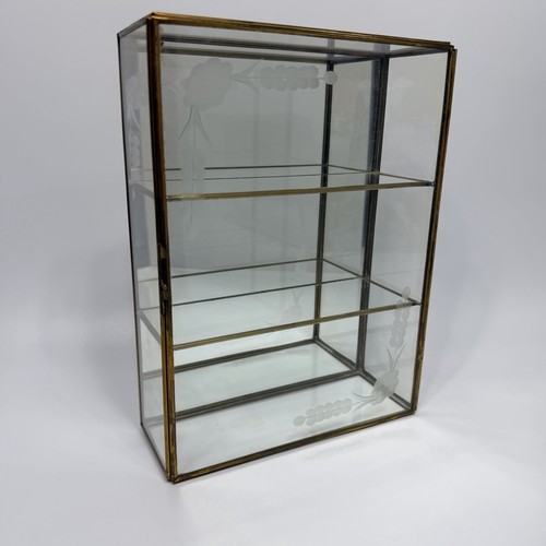 Brass glass mirror curio - mirror,
