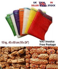 100 x Net RASCHEL BAGS Sacks Vegetables Logs Kindling Wood Log Mesh 45x60cm 15kg