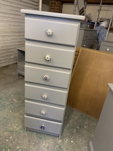 Pine narrow tall boy drawer - 6,
