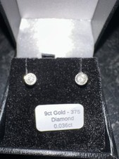 9ct White Gold Diamond Stud Earrings 0.036ct Hallmarked