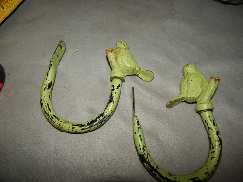 Vintage metal hooks with bird - hooks,
