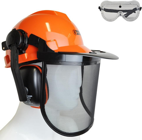 Orange chainsaw safety helmet - orange,