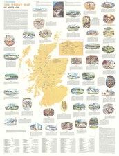 Pictorial Whisky Map of Scotland. Scotch. Distilleries 100x76cm BARTHOLOMEW 1976