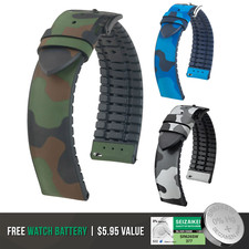 HIRSCH John Watch Strap - Premium Camouflage Band - Caoutchouc -QR+Bonus Battery