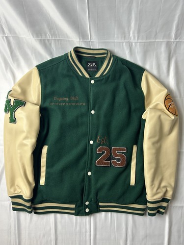 Zara varsity jacket green - varsity,