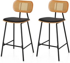 Bar Stools Set of 2 Black PU