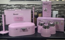 Swan New Retro Pink Bread Bin