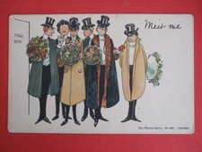 Old Comic STAGE DOOR MEN WITH FLOWERS FOR ACTRESS TOP HAT MONOCLE WRENCH SERIES