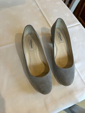 L k Bennett grey suede block heel court shoe size 38 