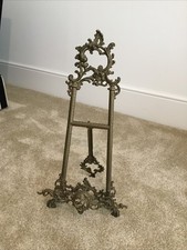 Vintage Ornate Rococo Style Large Brass Table Easel 55cm Used Free Postage