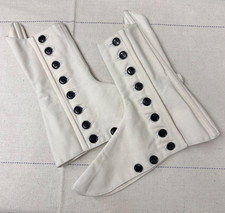 SCOTTISH WHITE GAITERS - Size: 6 , Canvas Highland Brogue Shoe Dress , British