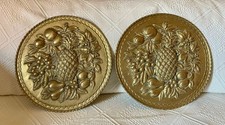 Antique Brass Wall Plaques - Vintage Decorative Plates - Made in England