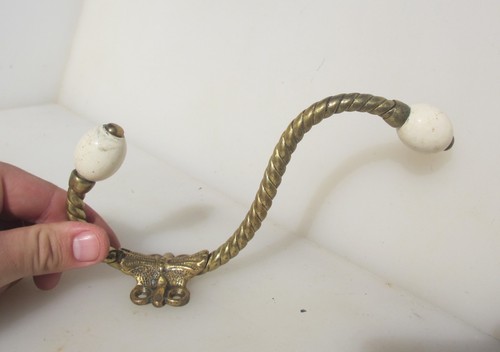 Victorian brass coat - brass, hook
