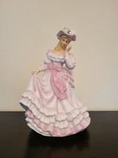 Vintage 90s Rotating Musical Lady Figure Ornament Dance Dress Pink Bow Porcelain